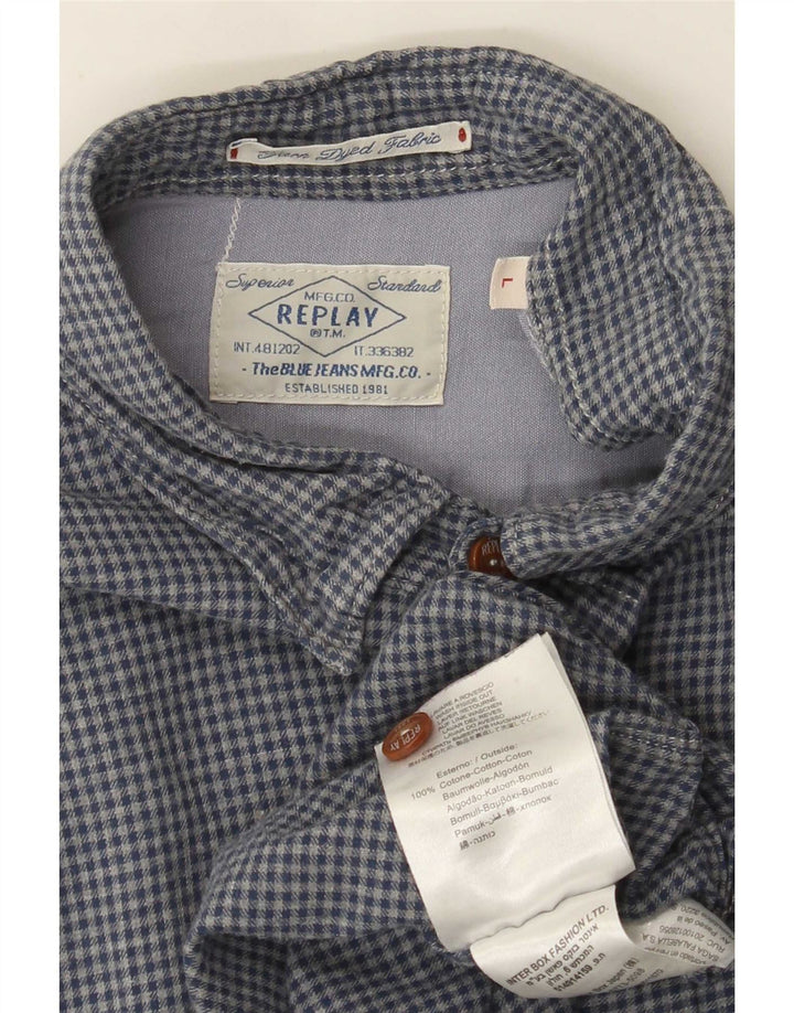 Camisa masculina de flanela Replay grande algodão guingão azul