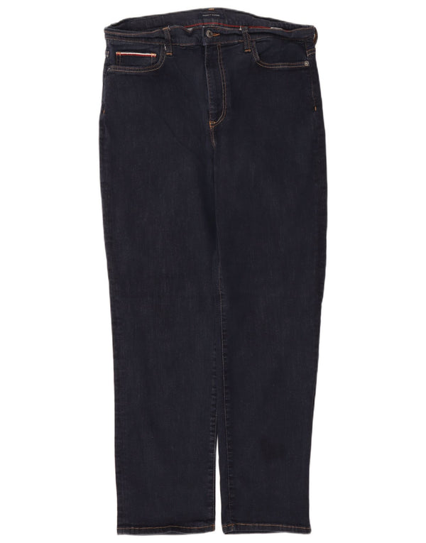 Jeans retos femininos Tommy Hilfiger US 14 XL W34 L29 algodão azul marinho