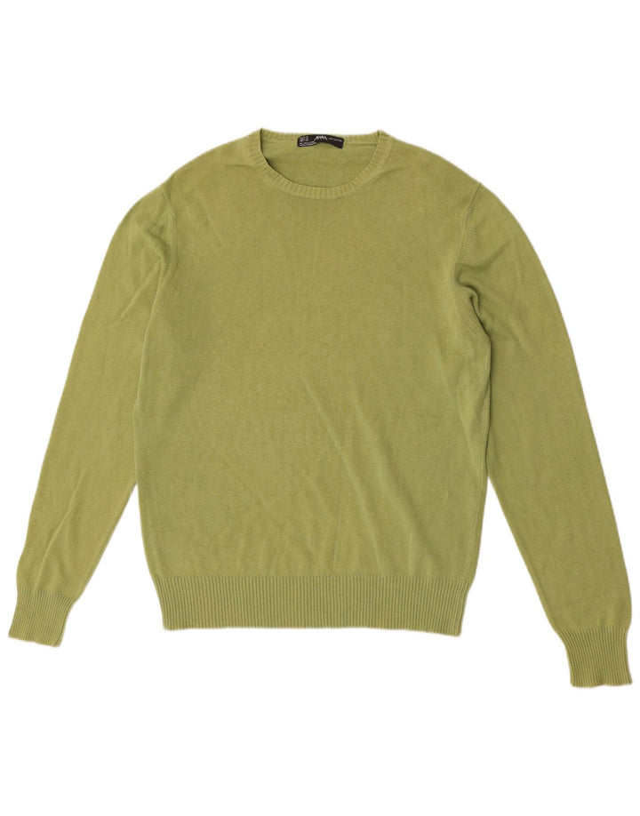 Zara Suéter masculino com gola redonda e algodão verde médio