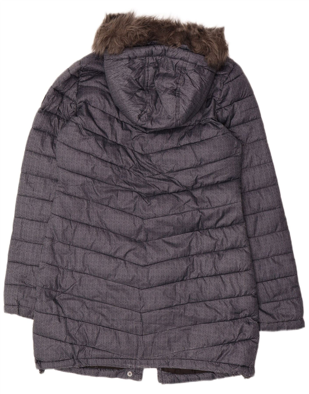 Casaco acolchoado com capuz feminino SUPERDRY UK 12 poliéster azul marinho médio