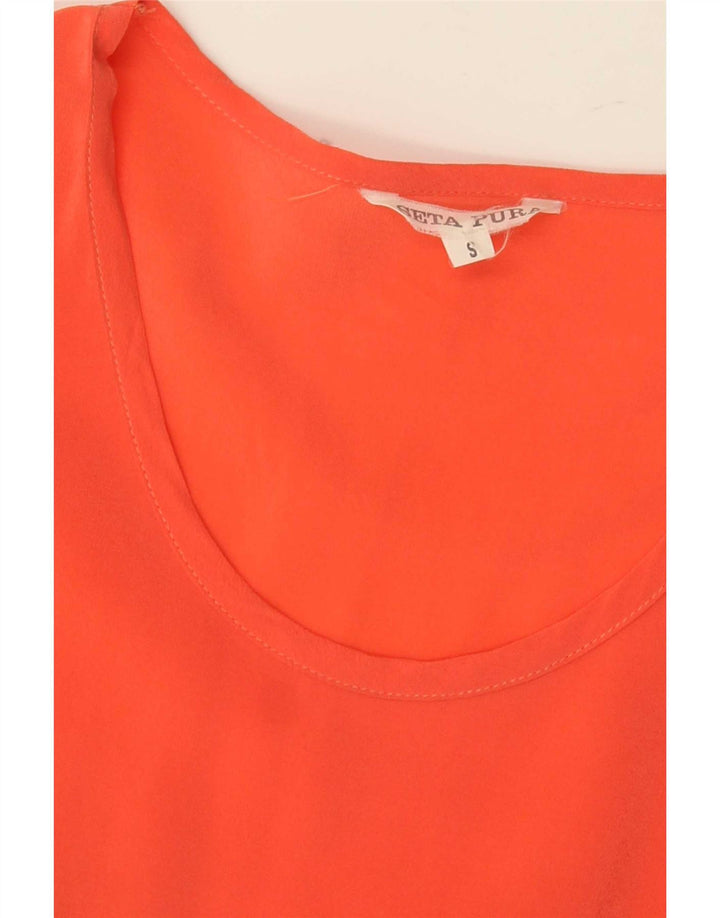 Blusa feminina vintage UK 10 pequena seda laranja