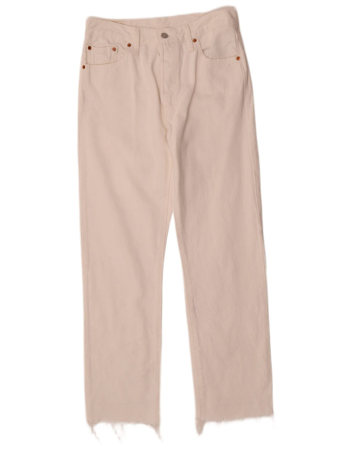 Calça jeans feminina Levi's 501 Straight W29 L28 algodão branco