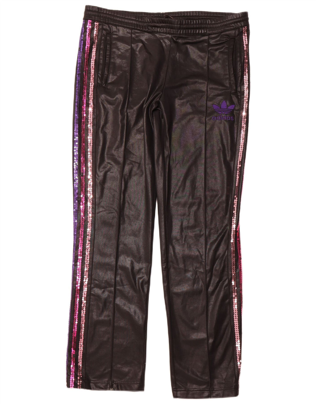 Calças de treino femininas ADIDAS UK 18 XL preto poliéster