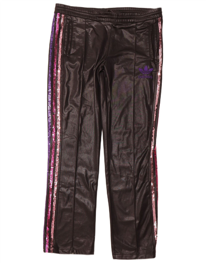 Calças de treino femininas ADIDAS UK 18 XL preto poliéster