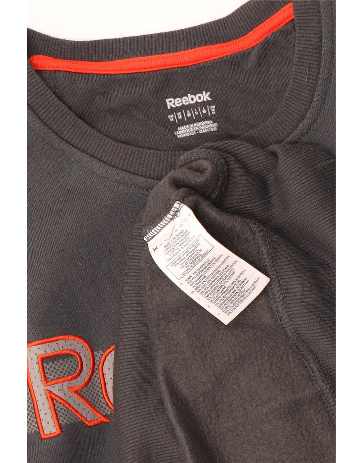 Reebok Mens Graphic Moletom Jumper Médio Cinza Algodão