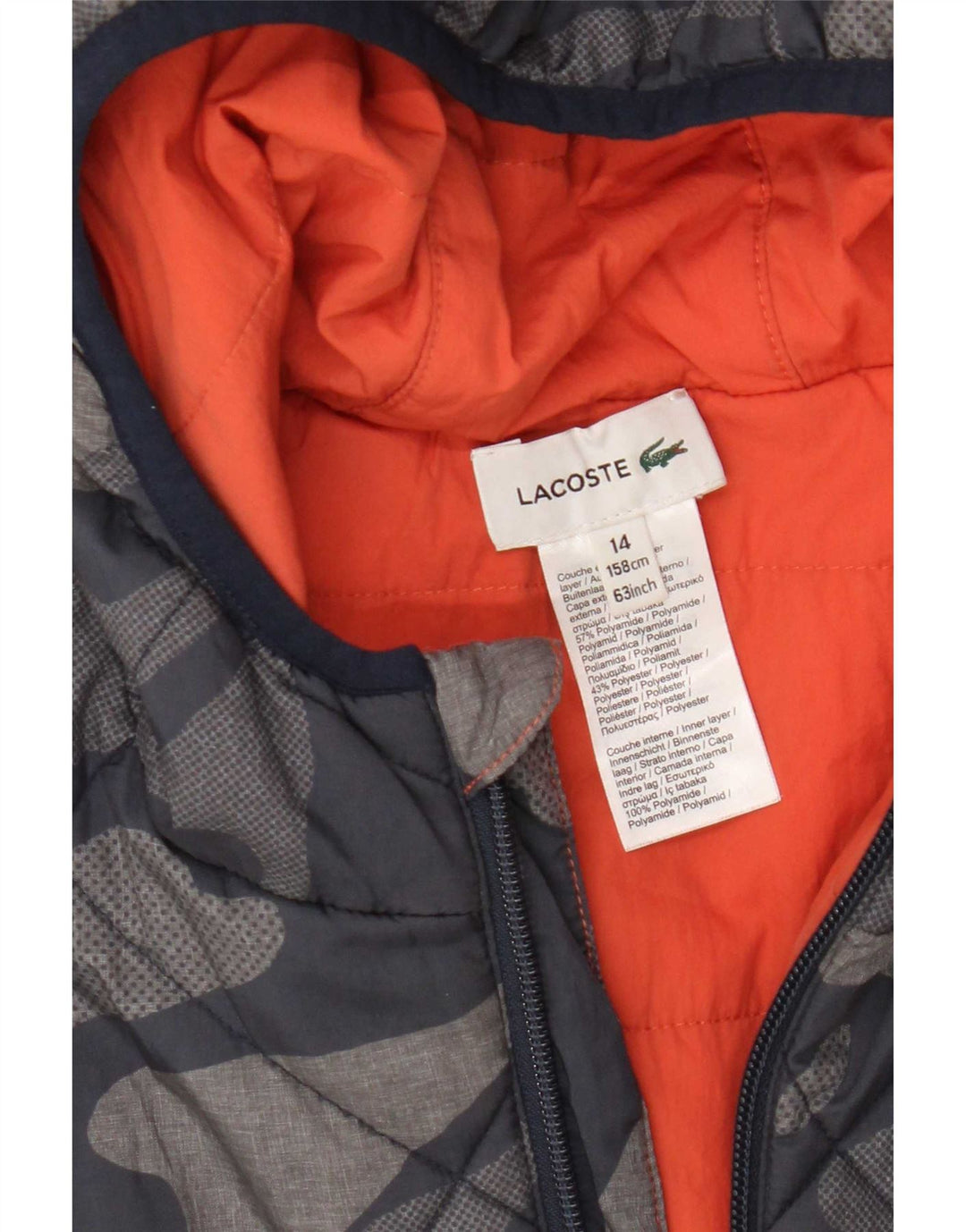 Jaqueta Acolchoada com Capuz Lacoste Meninos 13-14 Anos Azul Marinho Camuflado