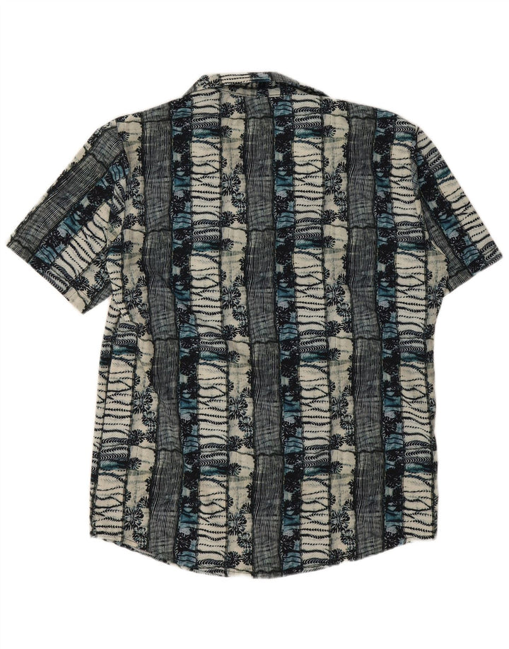 Camisa masculina vintage de manga curta grande floral multicolorida