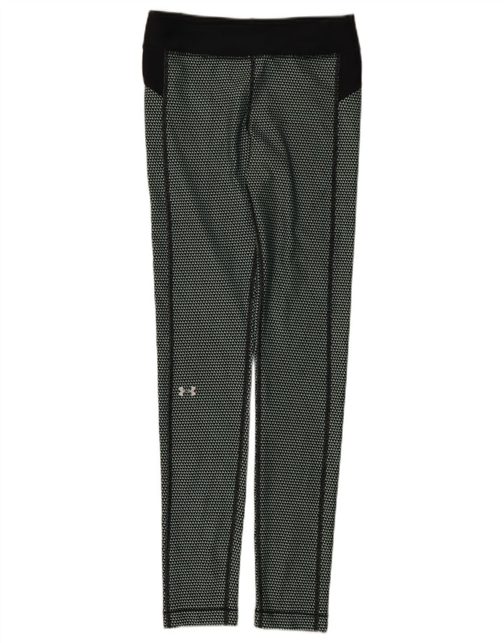 Under Armour Womens Leggings UK 10 Poliéster Geométrico Preto Pequeno