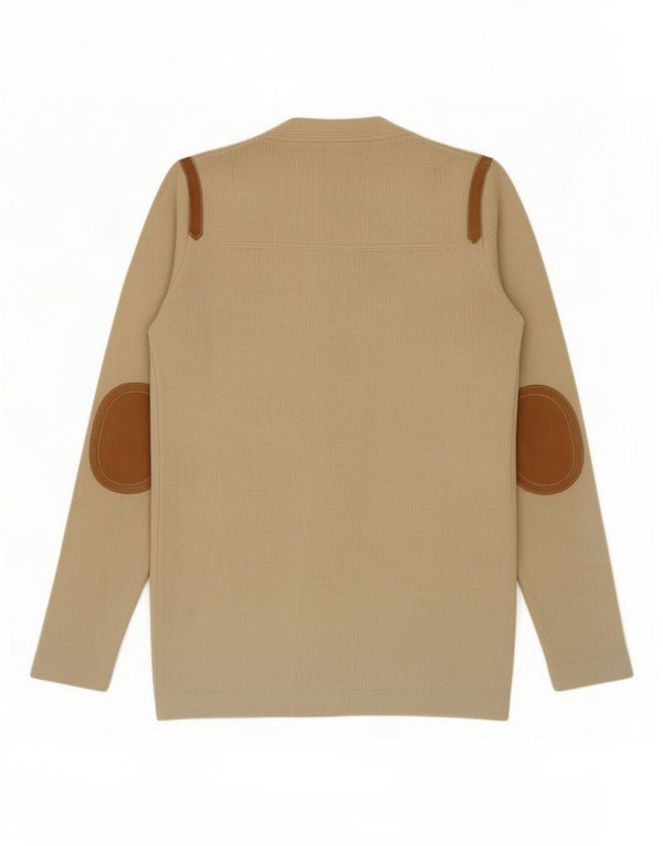 Suéter cardigã feminino vintage UK 10 pequeno bege
