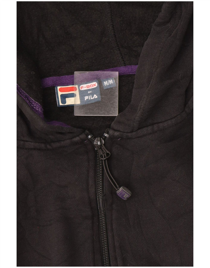 Suéter feminino Fila com capuz e zíper UK 12 médio preto