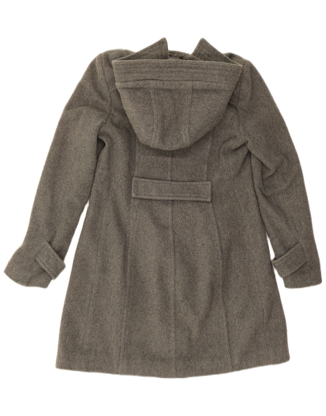 Casaco Duffle feminino vintage com capuz IT 44 lã cinza médio