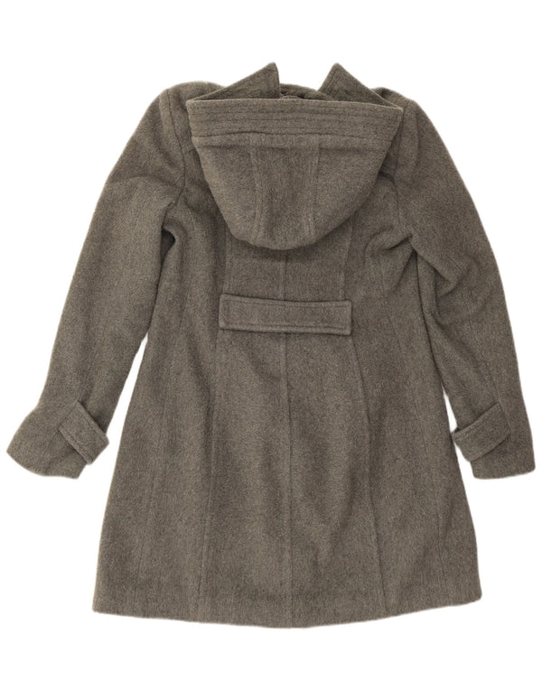 Casaco Duffle feminino vintage com capuz IT 44 lã cinza médio