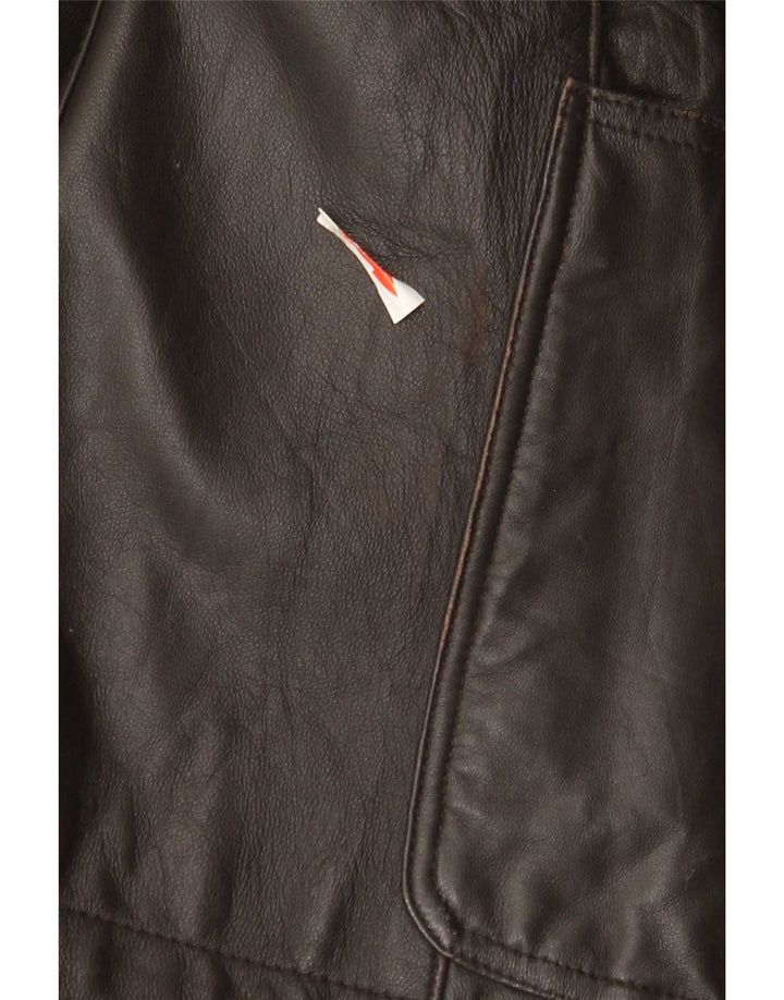 Jaqueta blazer masculina de couro com 2 botões John Barritt IT 52 XL couro marrom