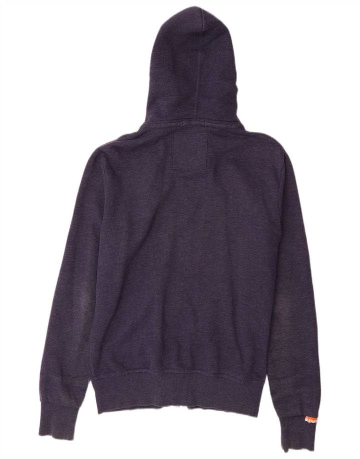 Suéter masculino Superdry com capuz e zíper médio algodão azul marinho