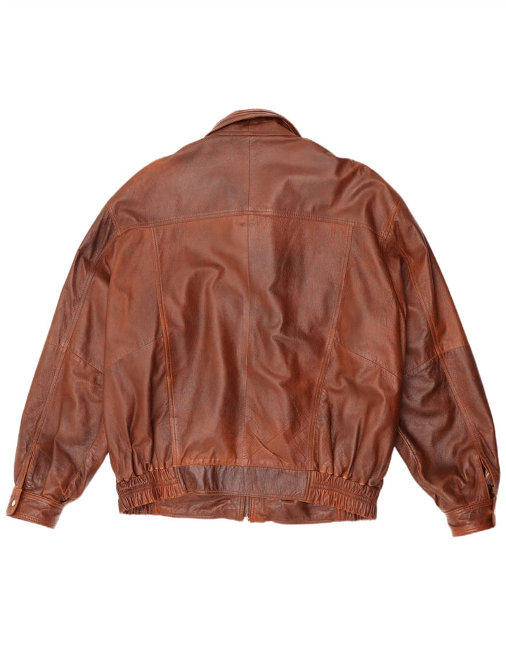 Jaqueta de couro masculina Mondial Loose Fit UK 38 marrom médio