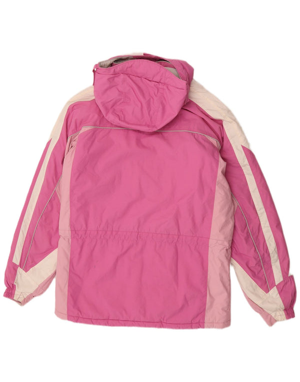 Jaqueta corta-vento com capuz Columbia para meninas 15-16 anos rosa colorblock nylon