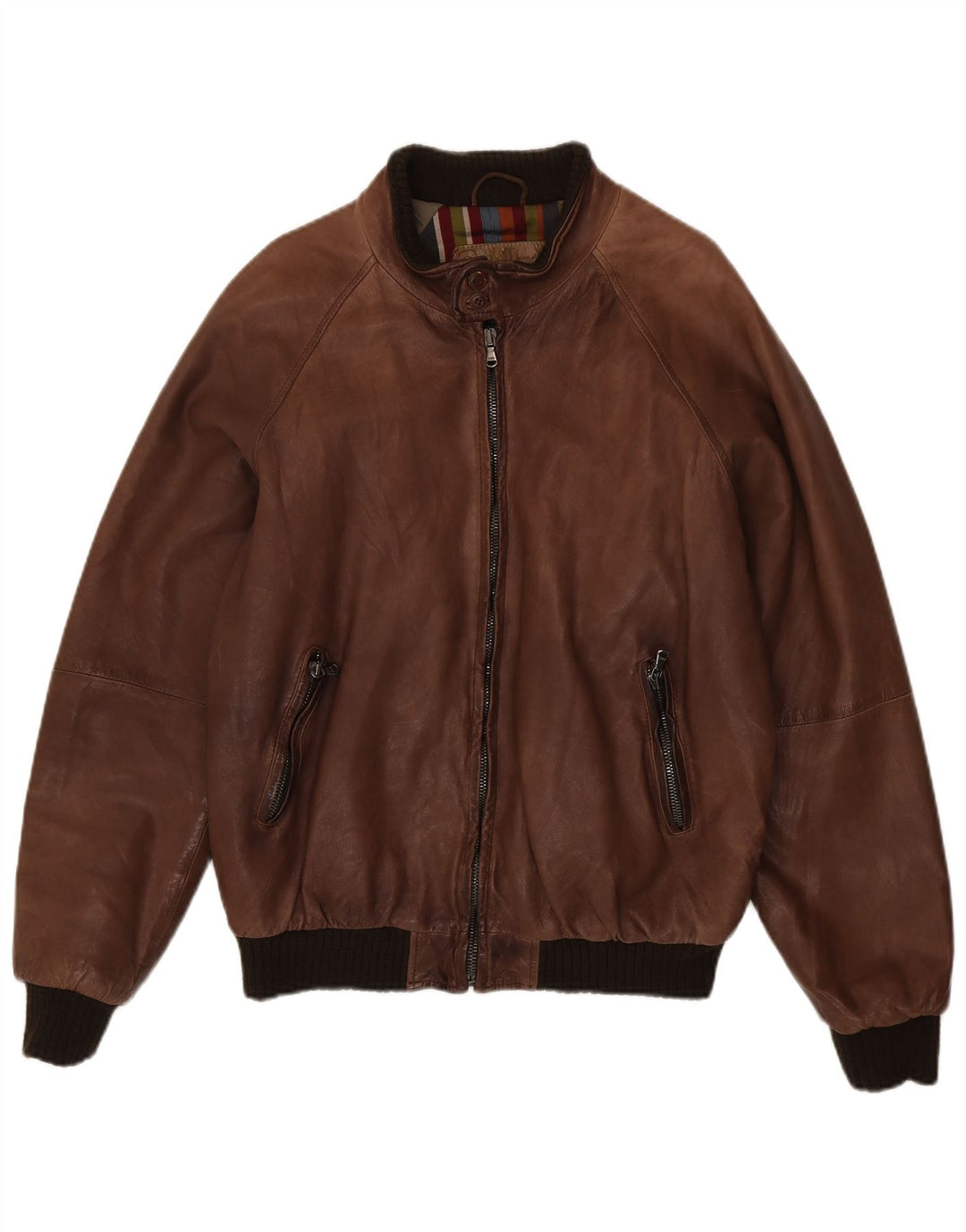 Jaqueta de couro masculina vintage IT 50 grande marrom