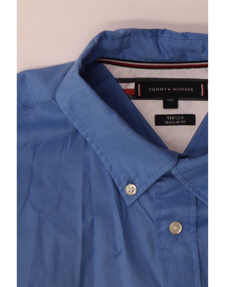 Tommy Hilfiger Camisa masculina regular fit 2XL algodão azul