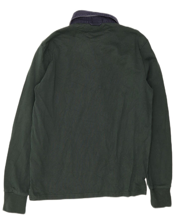 Gant Mens Long Sleeve Rugby Polo Shirt Medium Green Cotton
