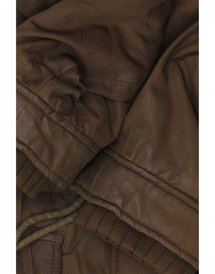 Zara Jaqueta feminina Sherpa Parka com capuz Reino Unido 14 Médio Caqui