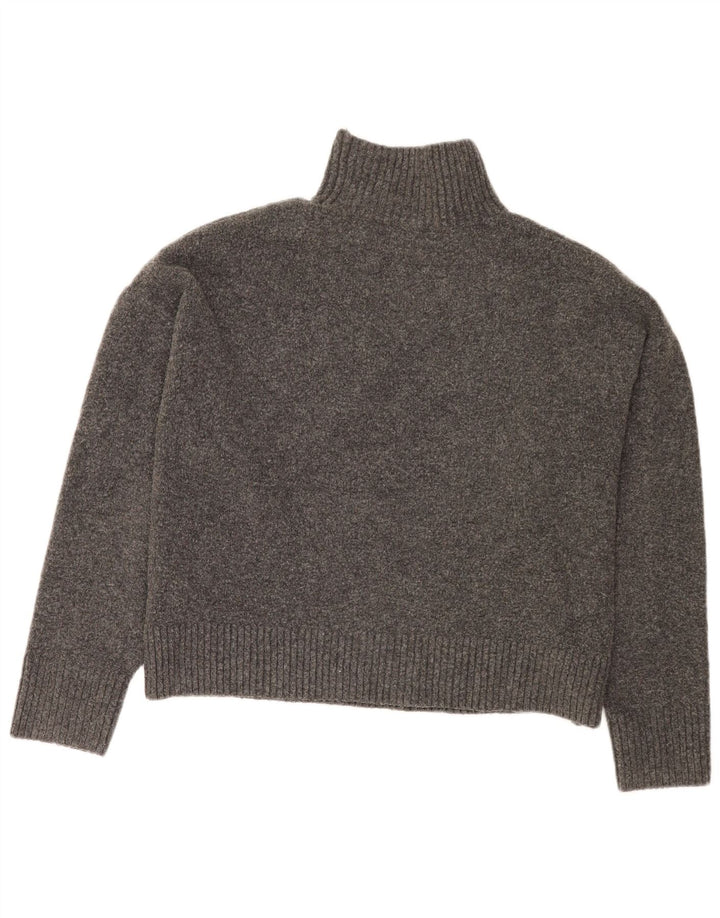 Suéter feminino Zara com gola alta e gola alta, Reino Unido 16, grande, cinza