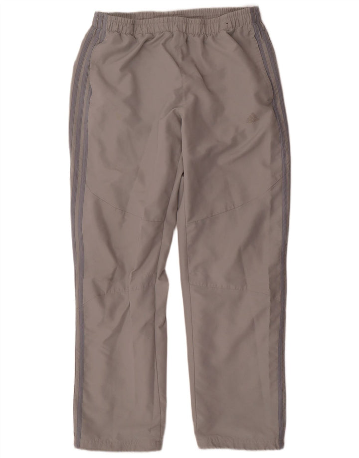 Calças de treino masculinas Adidas UK 42/44 poliéster cinza grande