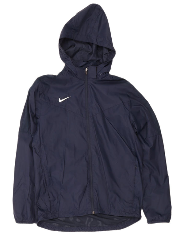 Jaqueta de chuva com capuz Nike Boys 13-14 anos XL azul marinho nylon