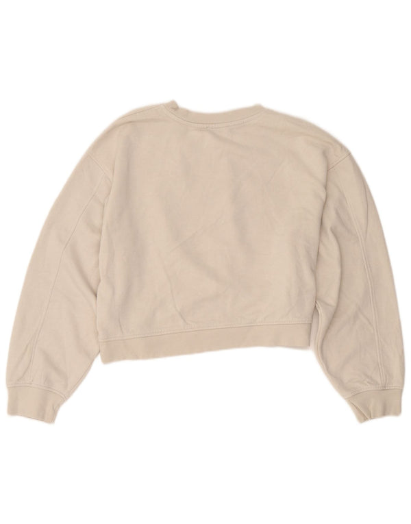 Zara Womens Crop Sweatshirt Jumper Reino Unido 16 Grande Algodão Bege