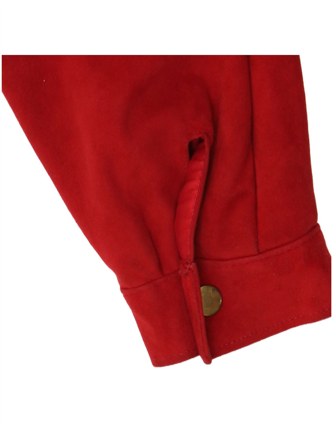 Conjunto de saia feminina de camurça VINTAGE de 2 peças Reino Unido 14 médio W30 couro vermelho