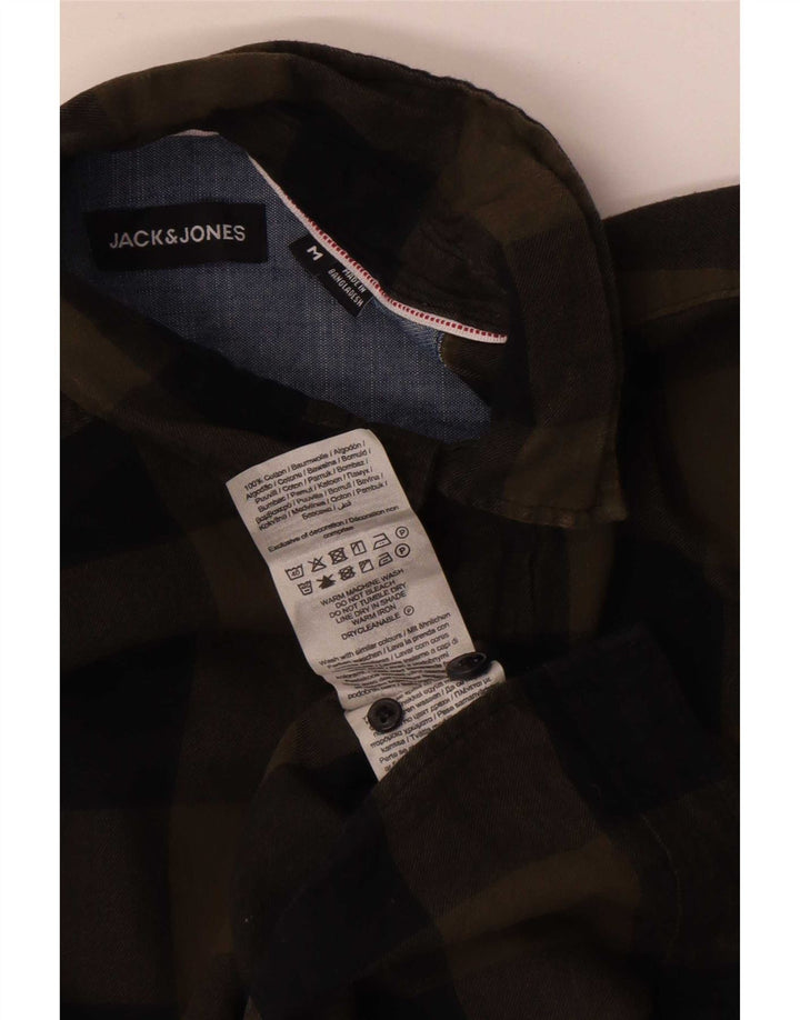 Camisa masculina de flanela Jack & Jones médio cáqui algodão guingão