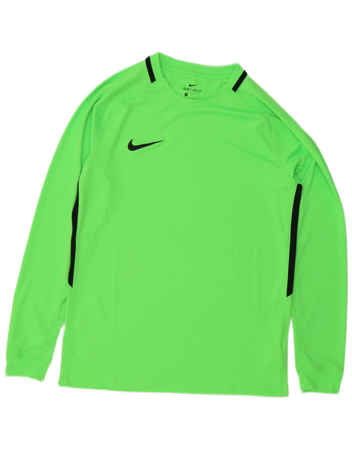 Nike Mens Dri Fit Top Manga Longa Verde Médio Colourblock Poliéster