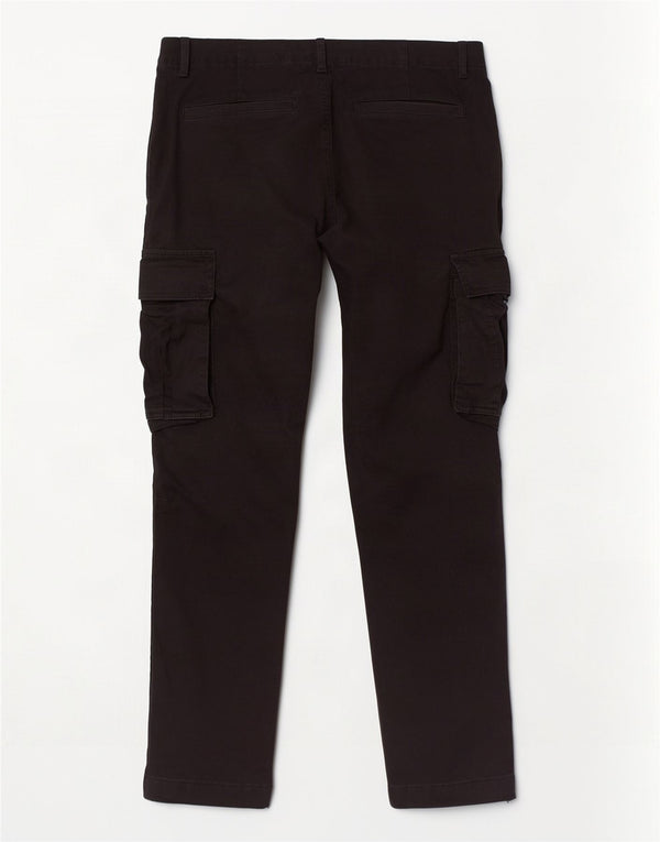 Zara Mens Slim Cargo Calças EU 44 Grande W34 L28 Algodão Preto