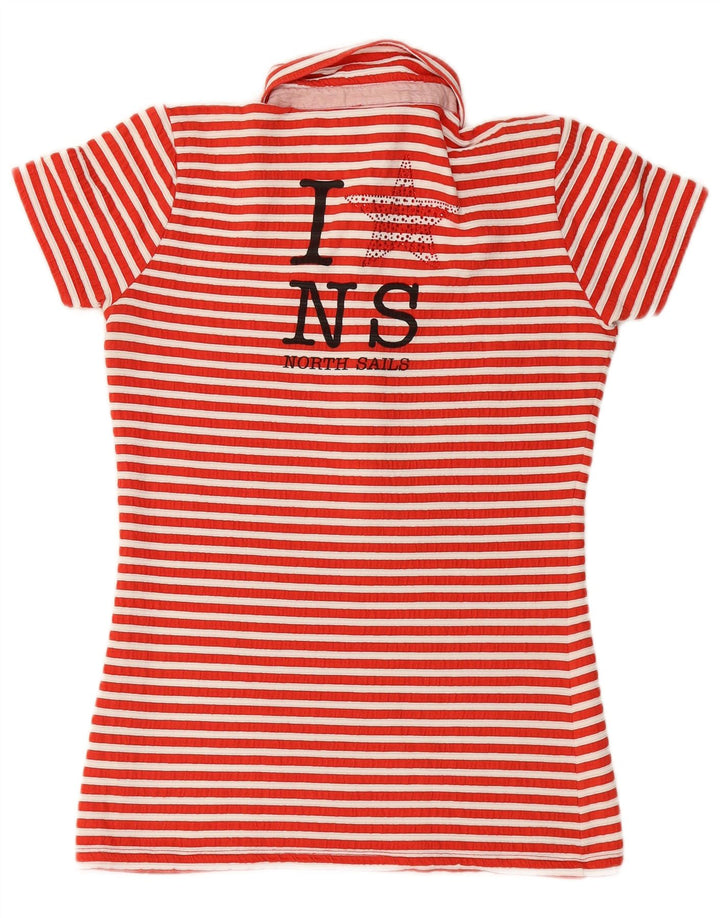 Camisa polo feminina NORTH SAILS UK 10 listrada vermelha pequena