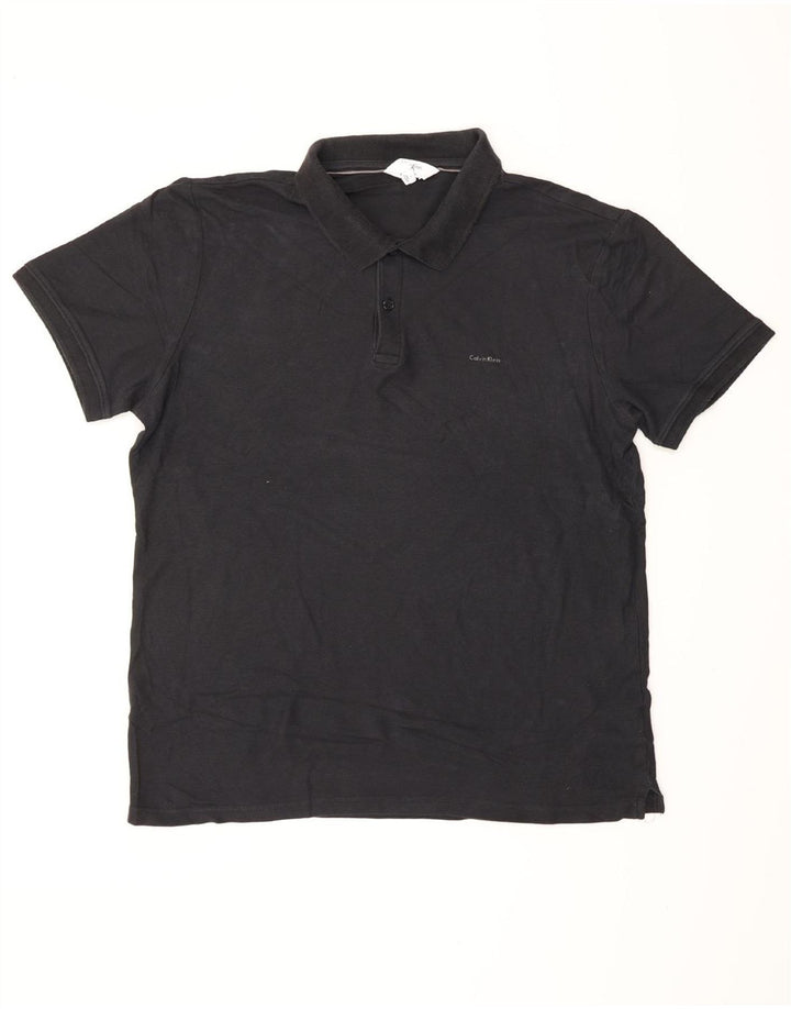 Camisa polo masculina CALVIN KLEIN Slim Fit grande algodão preto