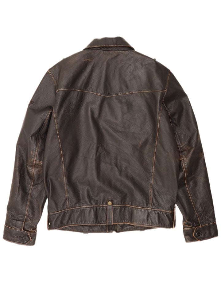 Jaqueta de couro militar masculina Mustang Reino Unido 36 couro marrom pequeno