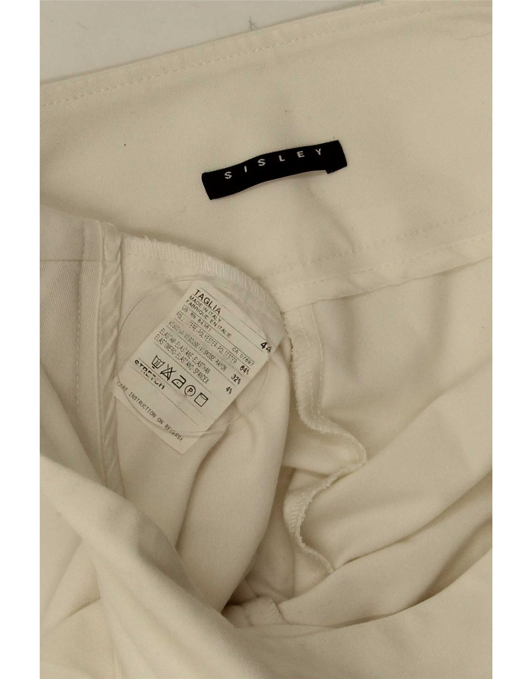 Calça feminina Sisley Flare casual IT 44 médio W30 L32 poliéster branco