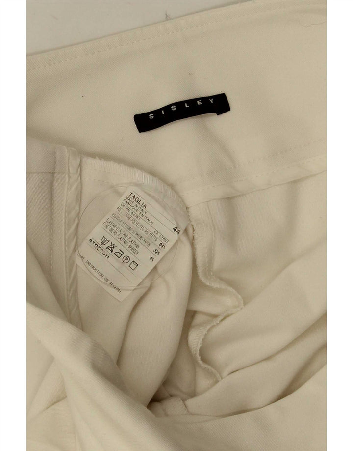 Calça feminina Sisley Flare casual IT 44 médio W30 L32 poliéster branco