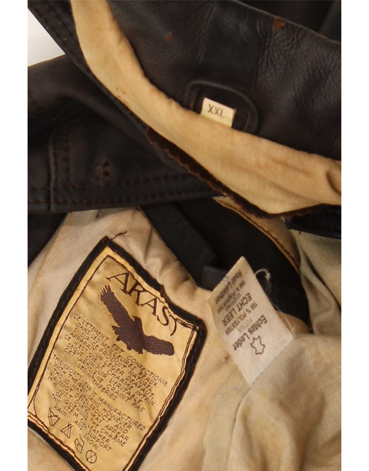 Jaqueta de couro masculina vintage UK 44 2XL marrom