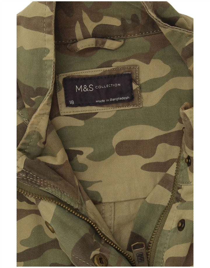 Jaqueta utilitária feminina grande da Marks & Spencer Reino Unido 18 XL camuflagem cáqui