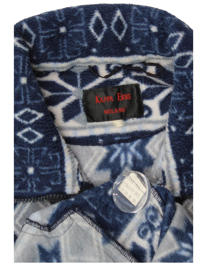 Jaqueta de lã masculina Kappa UK 40 grande azul Fair Isle lã