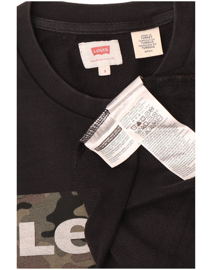 Levi's moletom gráfico masculino jumper pequeno algodão preto