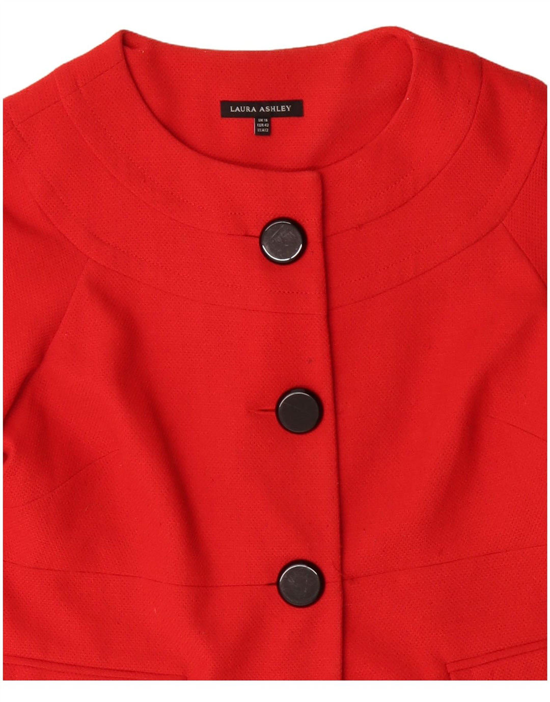 Jaqueta blazer feminina Laura Ashley com 3 botões Reino Unido 16 grande poliéster vermelho