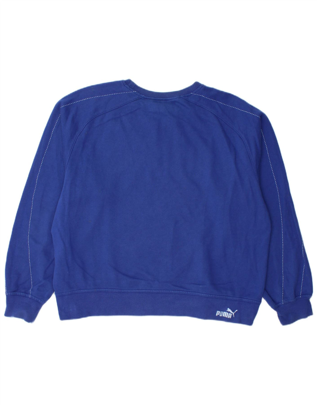 PUMA feminino gráfico oversized moletom jumper UK 14 médio azul algodão