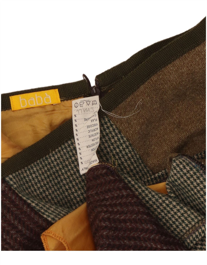 Baba Saia feminina evasê W26 pequena lã patchwork multicolorida