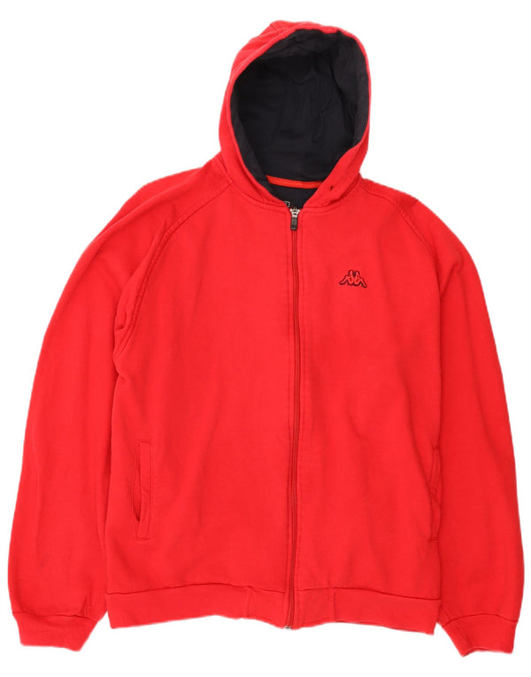 Suéter masculino Kappa com capuz e zíper grande algodão vermelho