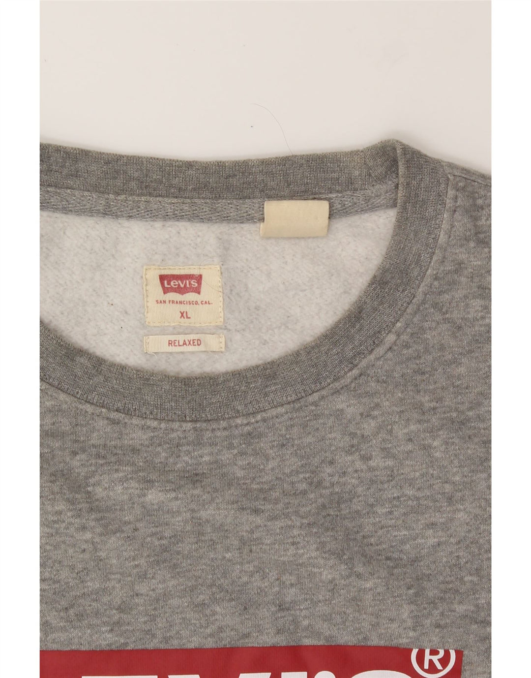 LEVI'S Mens Graphic Relaxed Fit Sweatshirt Jumper XL Grey Cotton Vintage Levi's and Second-Hand Levi's from Messina Hembry 