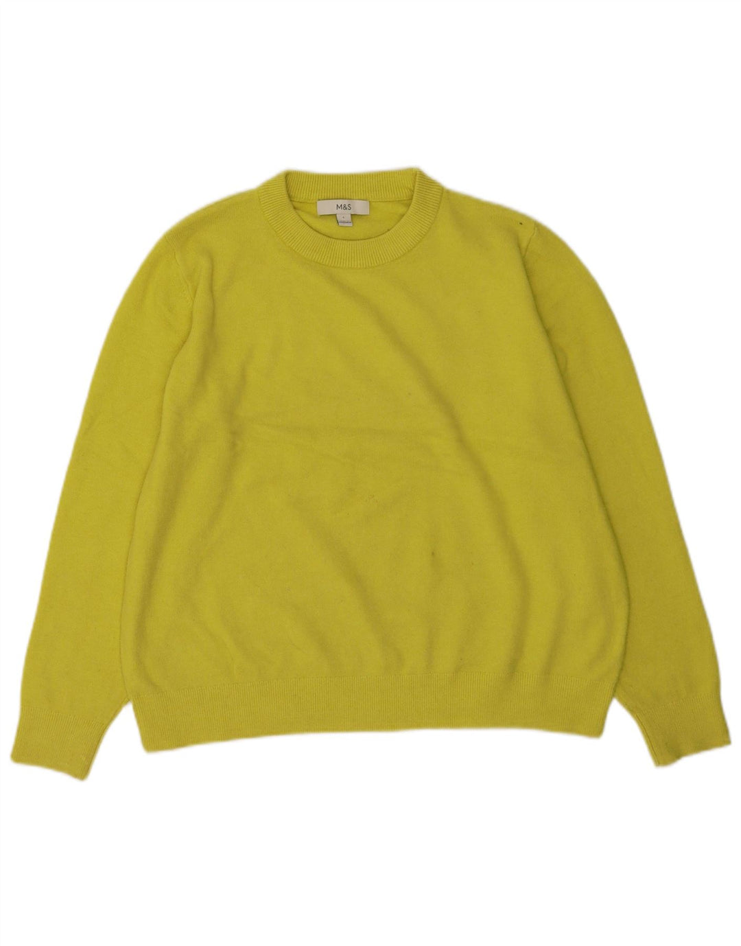 Suéter feminino Marks & Spencer com gola redonda Reino Unido 16 grande amarelo