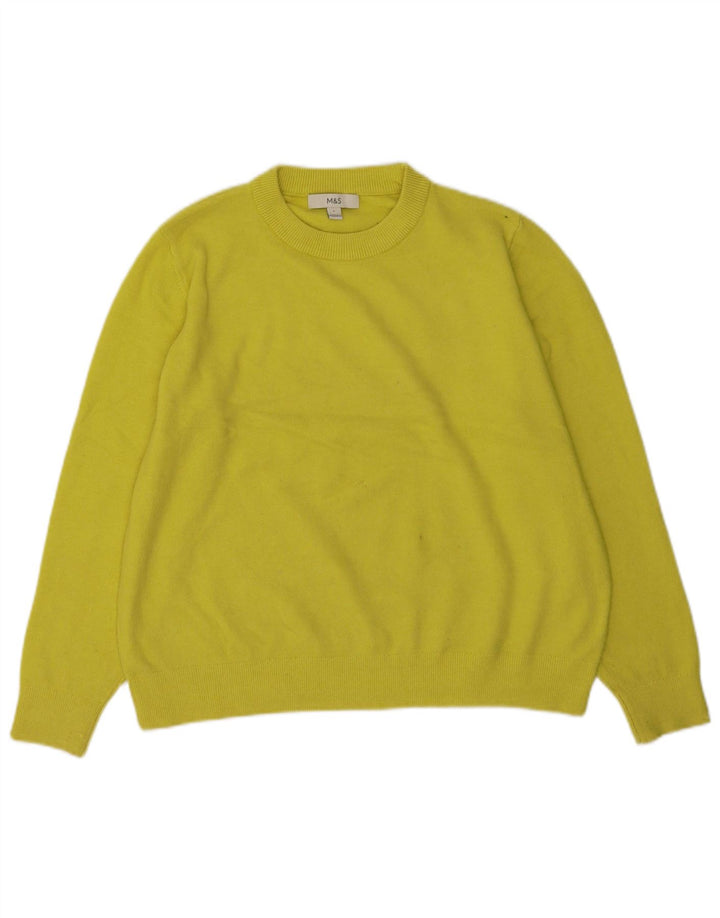 Suéter feminino Marks & Spencer com gola redonda Reino Unido 16 grande amarelo