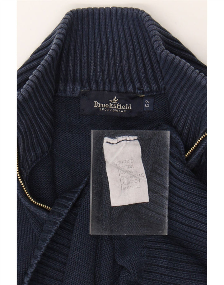 Suéter masculino BROOKSFIELD com zíper e gola IT 52 grande algodão azul marinho