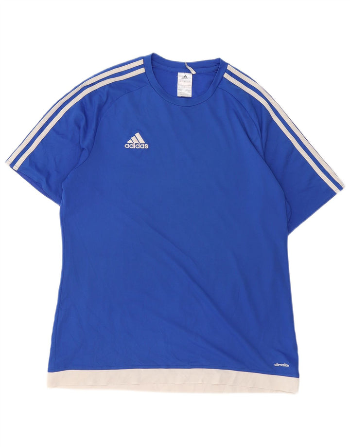 ADIDAS Mens Climalite Camiseta Top Grande Azul Colorblock Poliéster